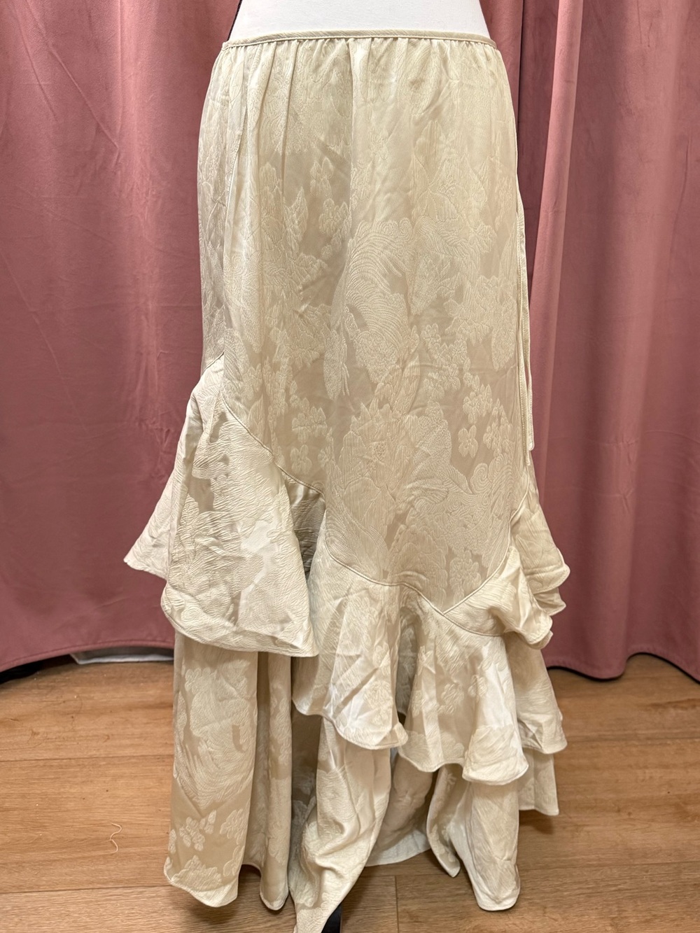 NWOT Free People Cream Jacquard Ruffle Skirt